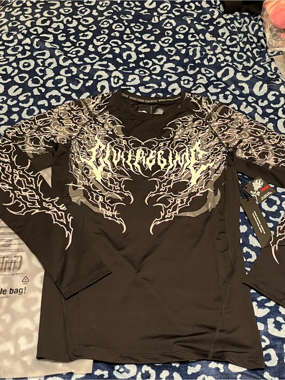 Men's Black Long Sleeve Graphic Flame Tee